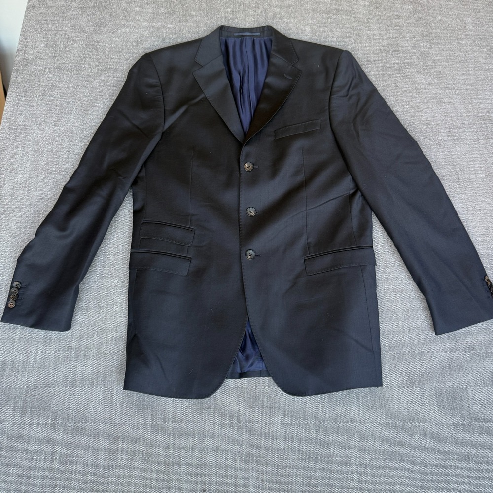 John Crocket Jonny Blazer Jacket Mens 98 Black Wool Cashmere Blend Super 140s